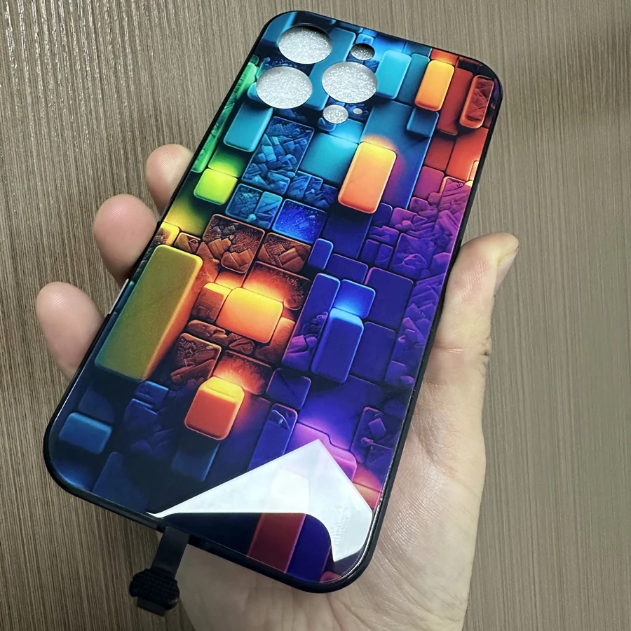 Abstract Fashion Lattice LED Flash Phone Case For iPhone 15 Plus 14 13 12 11 Pro Max X XR XS 6 7 8 Circuit Glow Glass Back Cover