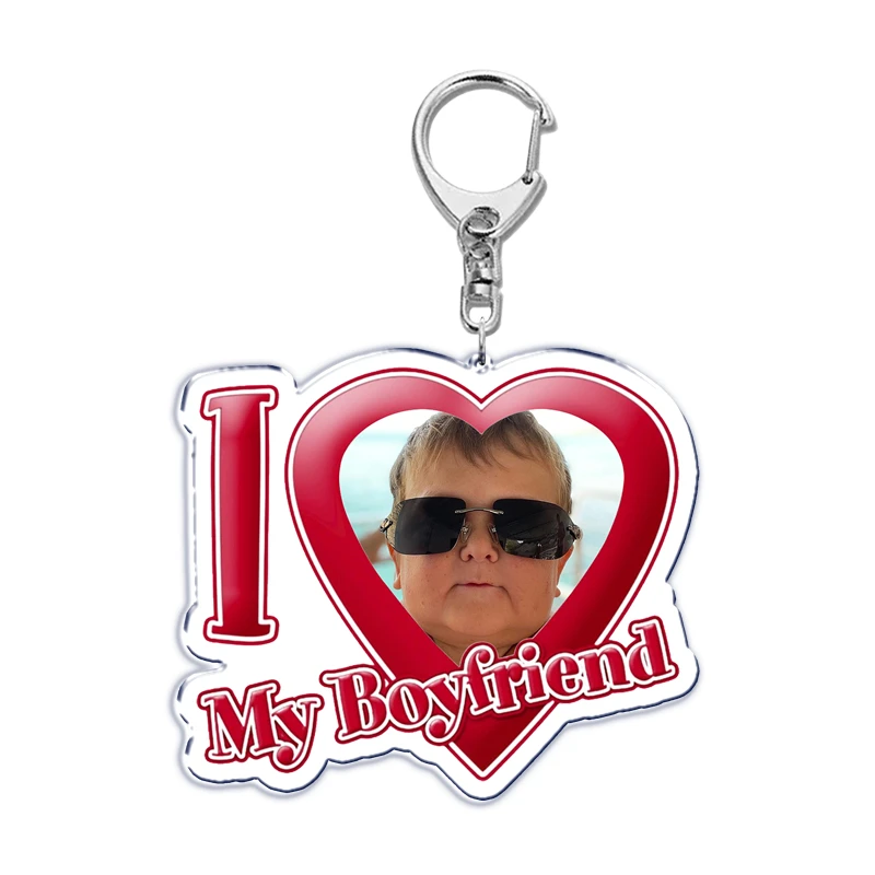 Hot I Love My Boyfriend Acrylic Keychain for Accessories Bag Pendant Hasbulla Magomedov Key Chain Ring Keychains Jewelry Gifts