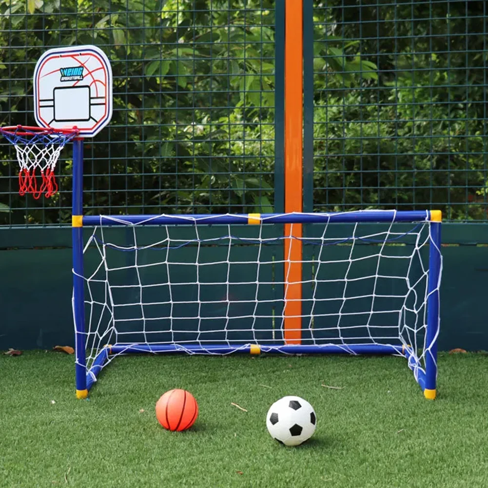 2 In 1 Detachable Football Goal with Basketball Stand Football Goal Fun Games Toys for Boys Girls 3-12 Years Old