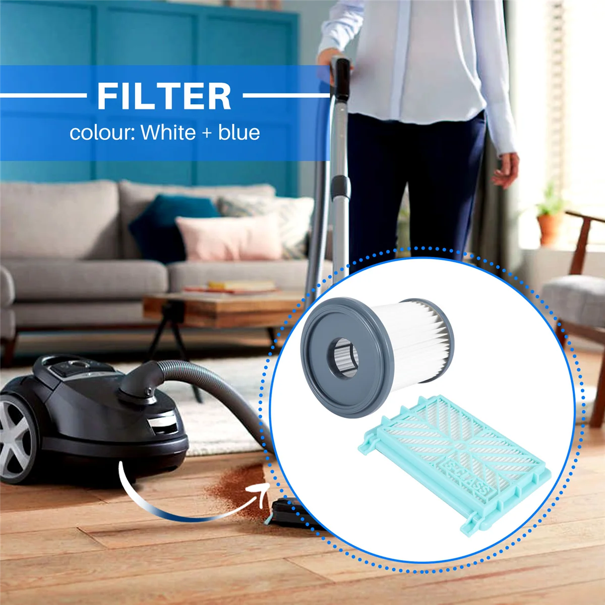 EQAZ-2 Stück Filter für Philips FC8740 FC8732 FC8734 FC8736 FC8738 FC8748