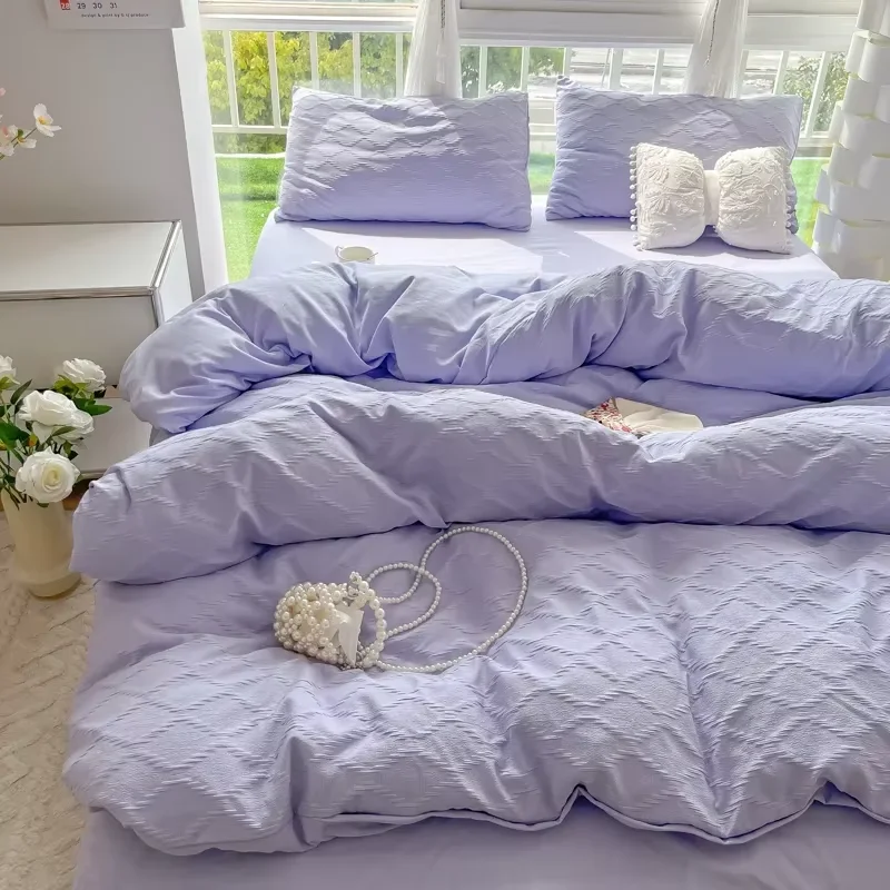 

Bed Linen wrinkled bubble gauze bedding Duvet Cover King Bedding Set Comforter Cover Sets With Pillowcase Bed Sheets Set