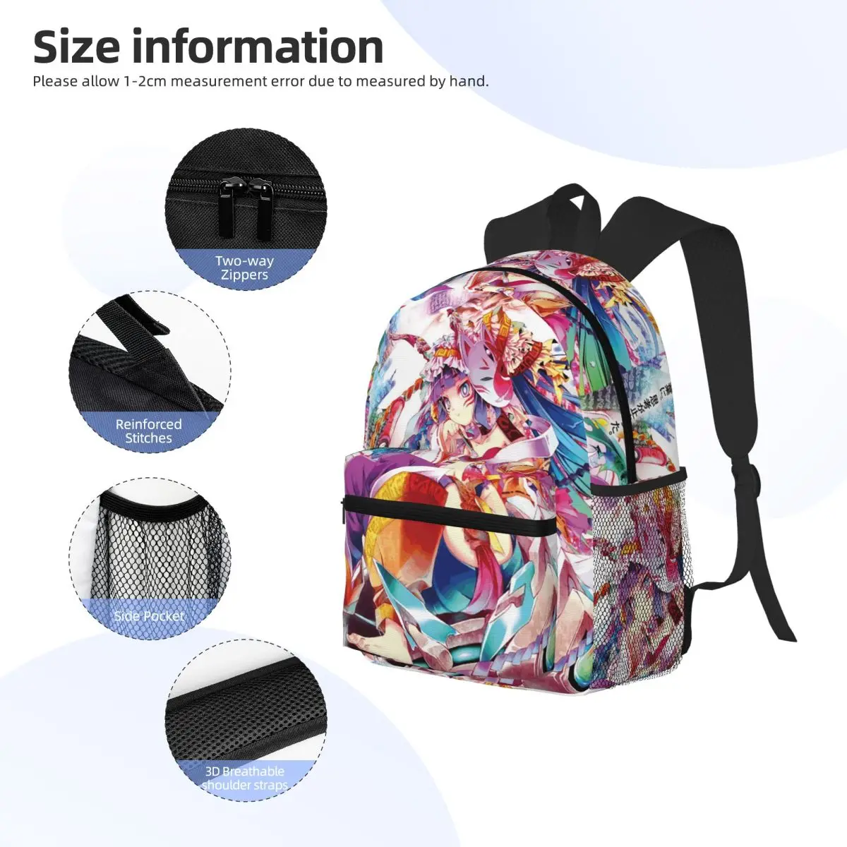 Holou Anime No Game No Life حقيبة ظهر الطالب المدرسية المشي لمسافات طويلة السفر Daypack للبنين بنات موضة حقيبة الكتب حقائب الكتف #4