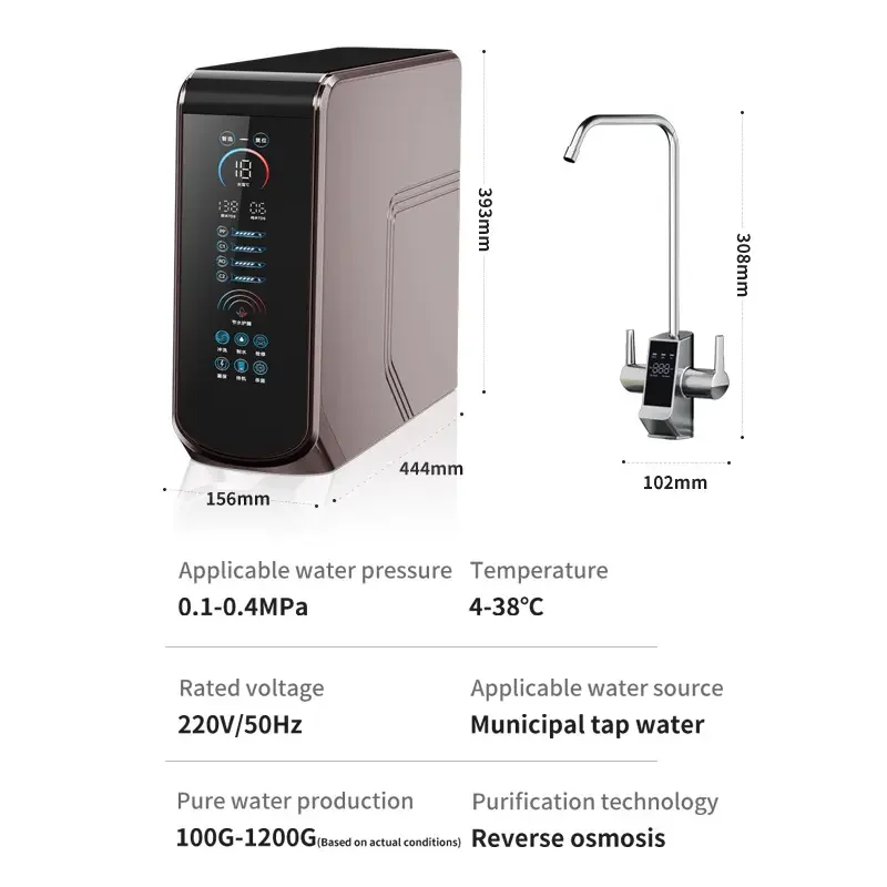 Depuratore d'acqua RO a 5 stadi economico ed efficiente, senza rumore, ad alto flusso, sottolavabo, senza serbatoio, con 3 filtri