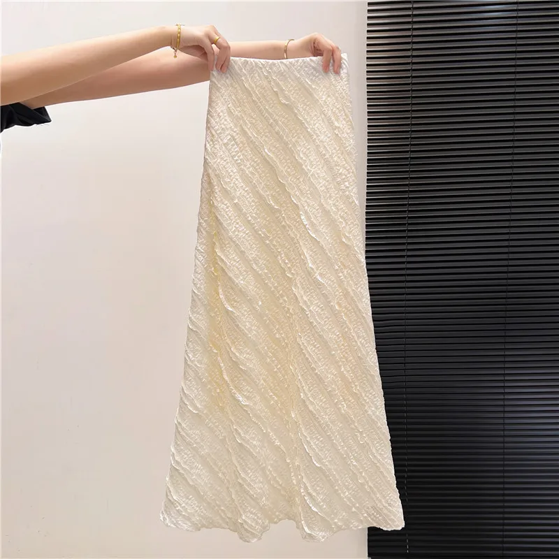 

Elegant High Waist Lace Trim Half Skirt Women's Summer New Style Bodycon Fish Tail Skirt Texture Sensation Commute Style