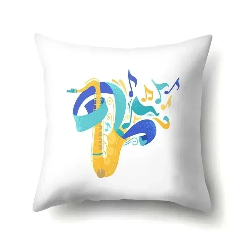 Musical Instrument Pattern Decorative Pillowcase Car Sofa Square Cushion Pillowcase