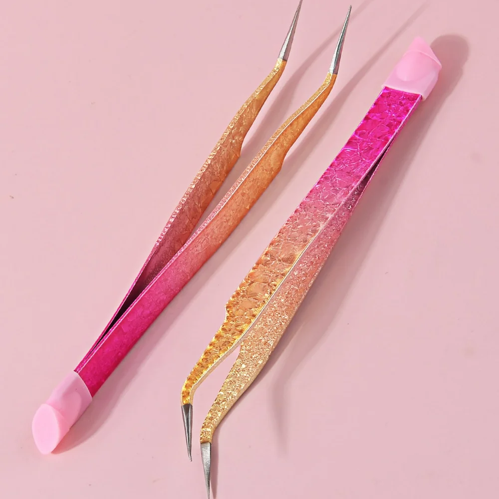 1pcs Stainless Steel Straight Curved Tweezers Stainless Steel Angled Precision Tool for Rhinestones & Decorations ﻿