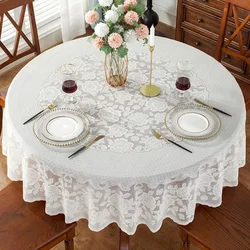 Round Table Cloth PVC Waterproof Oil-proof Tablecloth Tea Coffee Table Cover for Wedding Party Decor Diameter 152/180/200/210cm