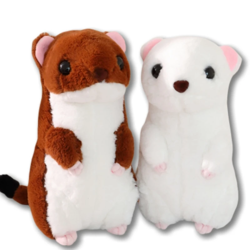 Kawaii High Quality Animal Weasel Plush Doll Pillow Super Soft White Brown Weasel Plush Doll Home Decor For Boys And Girls Gifts