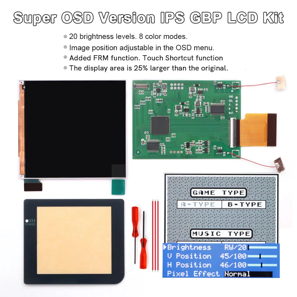 Бесчисленные цветовые регулировки DIY для Gameboy Pocket GBP IPS ЖК-дисплей в стиле ретро пиксельный комплект светильник подсветильник с OSD