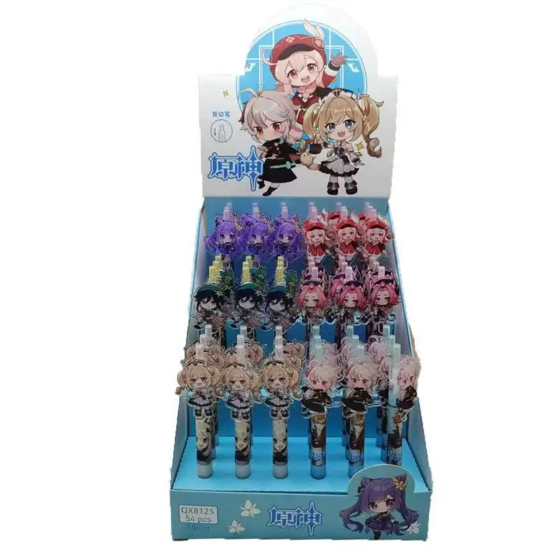 6Pcs/Pack Klee Keqing Kazuha Barbara Diona Venti Creative Fun Acrylic Topper Click Pens Game Merch Stationery Gift