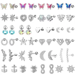 1PCS Butterfly Star Heart Ear Tragus Piercing Jewelry Stainless Steel Mini Ear Studs Daith Earrings Helix Piercing Women Grils