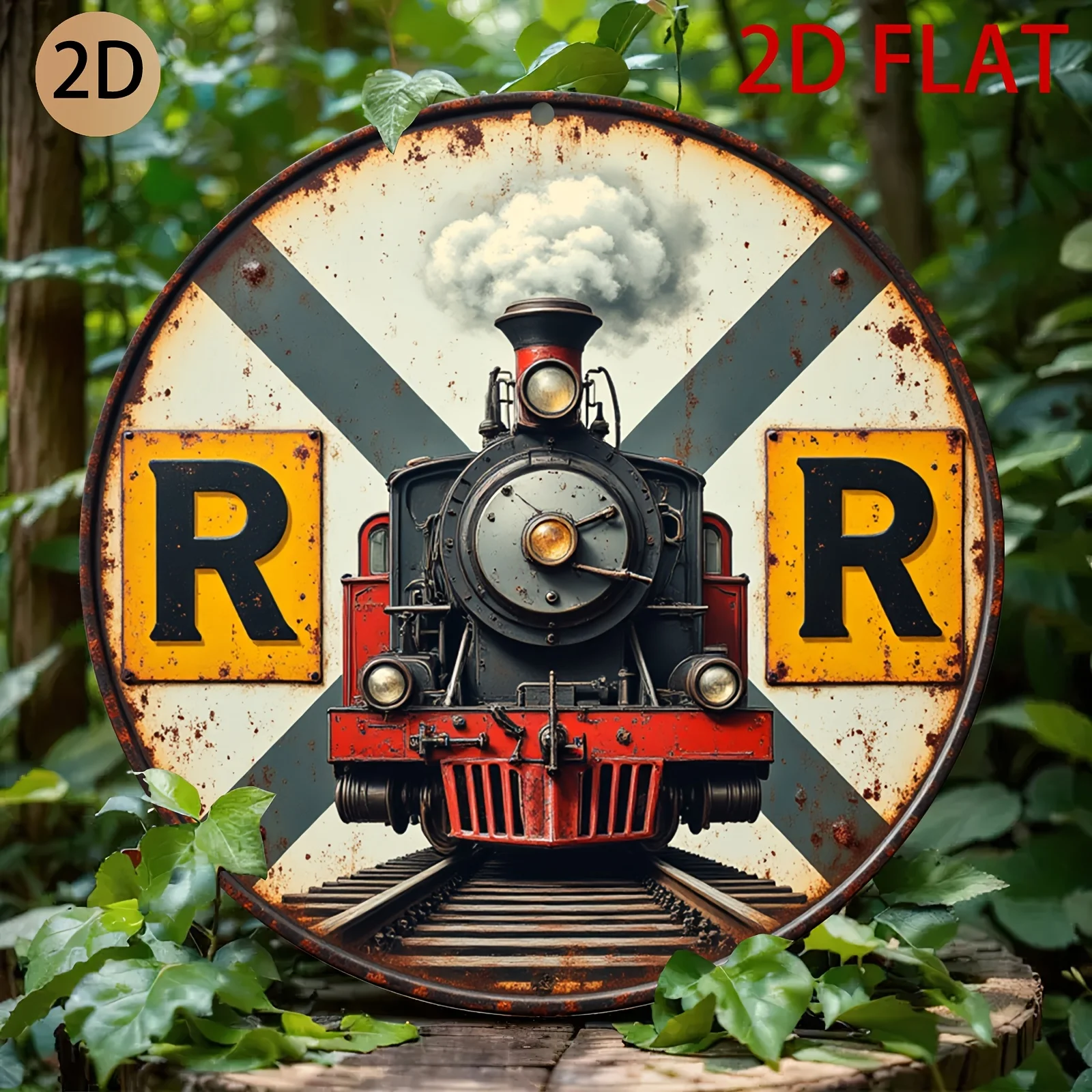 Vintage Railroad Metal Wall Art - Rusty Train & Railway Sign Suitable for Home Office, Train-Themed Decor, Rustic Metal Locomoti