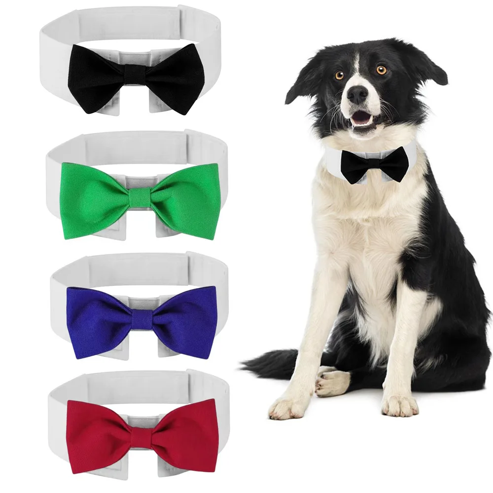 Adjustable Dog Cat Formal Necktie Tuxedo Bow Tie Collar Wholesale Pet Apparel Accessories for Wedding Holiday Party Gift view 3