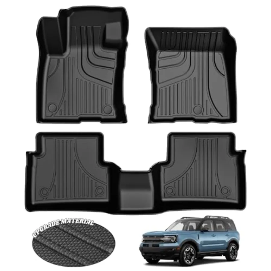 

Floor Mats for Bronco Sport 2021-2025 1st 2nd Row All Weather Protection Waterproof Black Car Floor Liners with High-Grade Mat