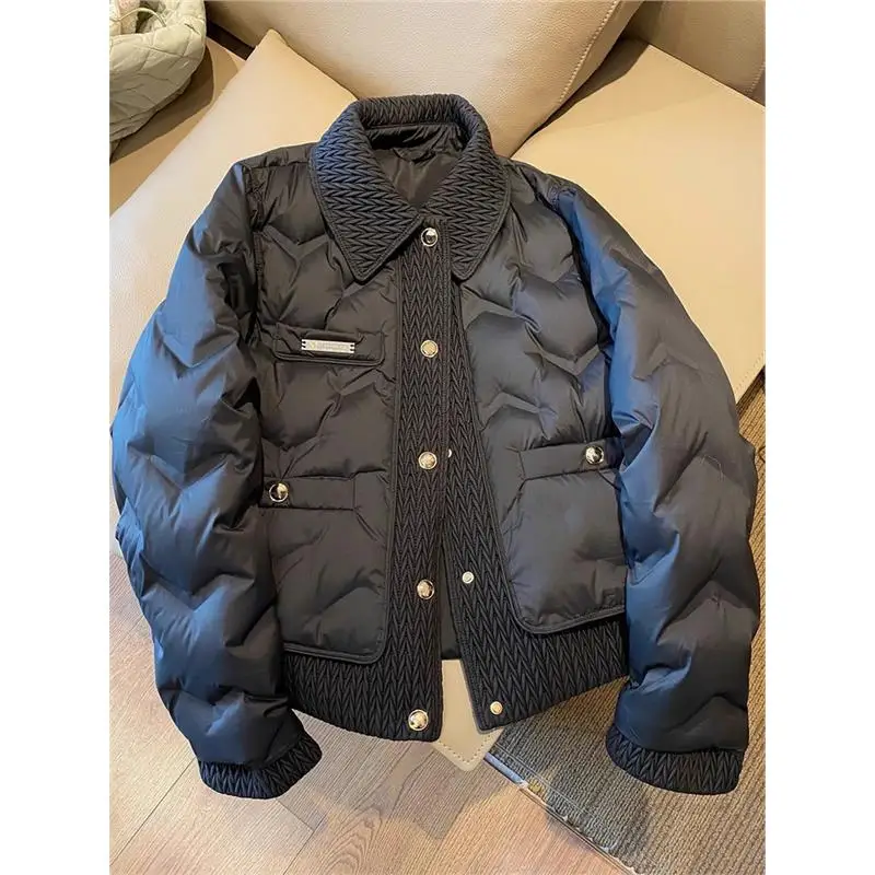 

Легкая хлопковая куртка Ele, женская осенне-зимняя винтажная модная повседневная теплая стеганая куртка с воротником из полиэфирного волокна