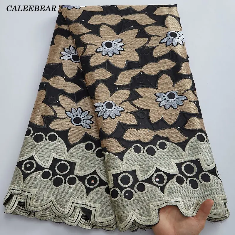

Black Nigerian Lace Embroidery Material African Dry Cotton Lace Fabric 2022 High Quality Swiss Voile Lace For Women Dress S2865