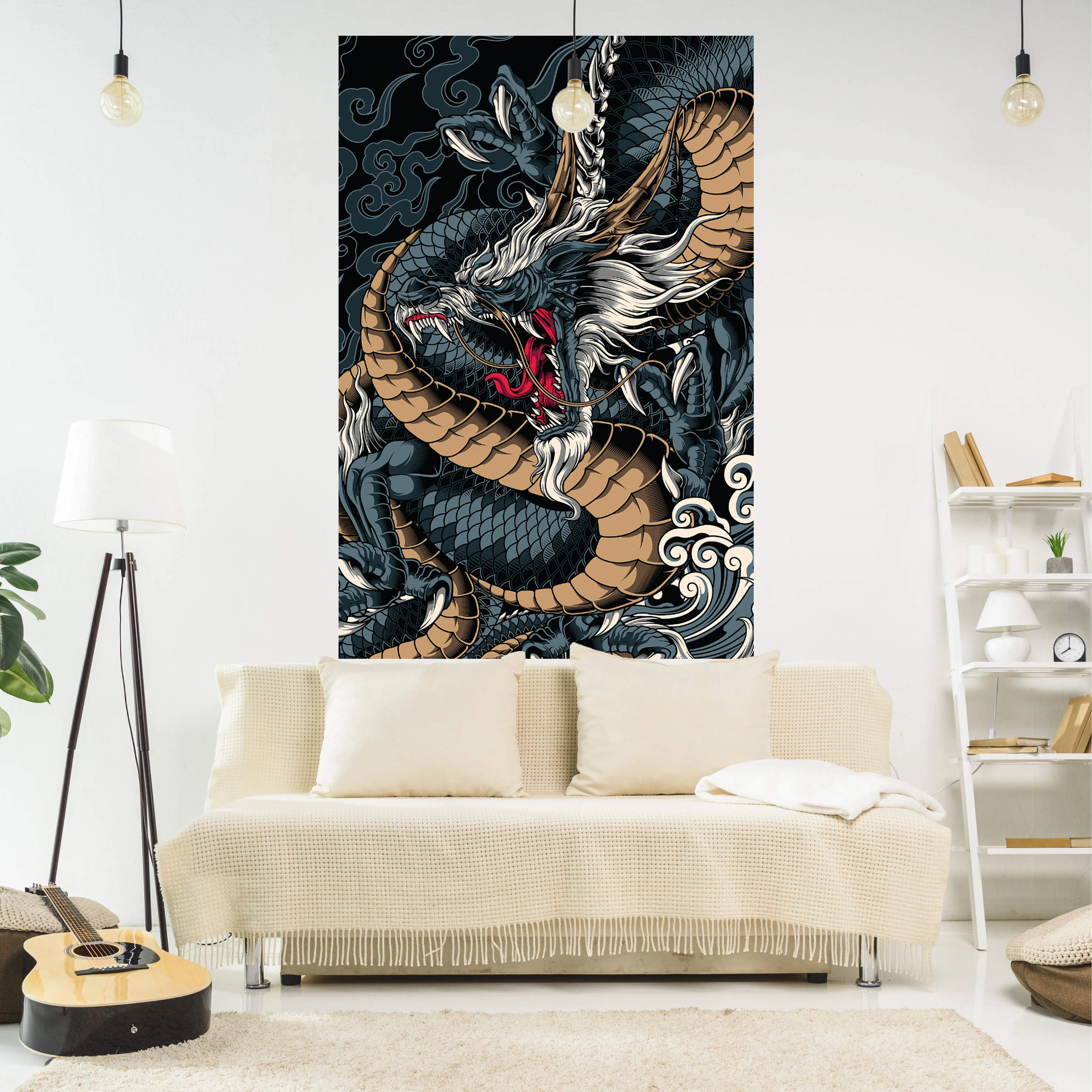 

Vintage Room Decor Tapestry Chinese Dragon Totem Printed Wall Hanging Carpets Bedroom Or Home For Decoration