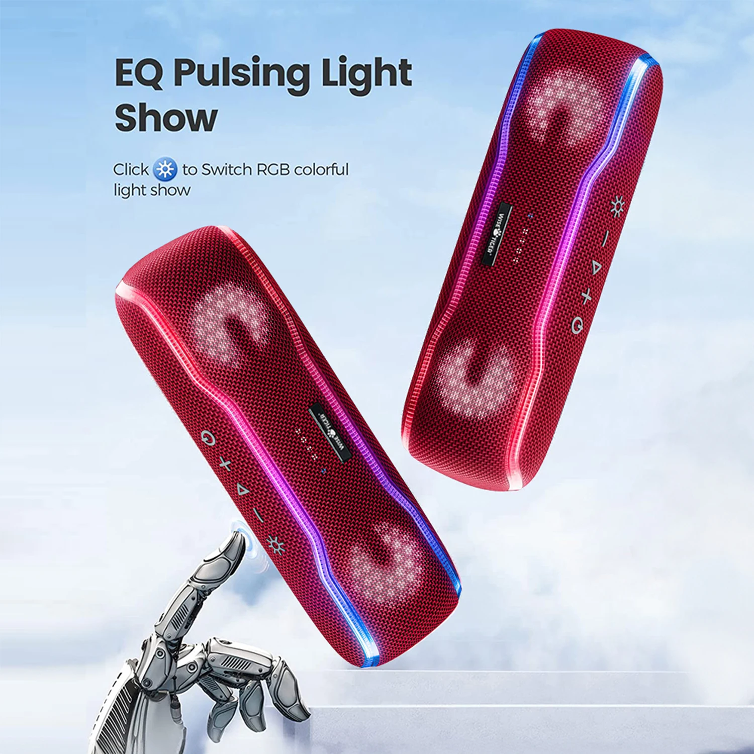 WISETIGER F10C سمّاعات بلوتوث لاسلكي IPX7 مكبر صوت مقاوم للماء صندوق الصوت في الهواء الطلق BT5.3 RGB ضوء ستيريو مكبر الصوت المحيطي