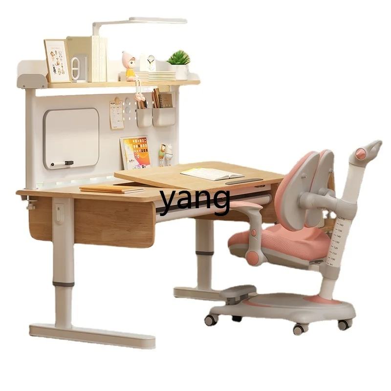 

LMM Solid Wood Study Table Children's Lifting Desk Home Pupils' Writing Table and Chair