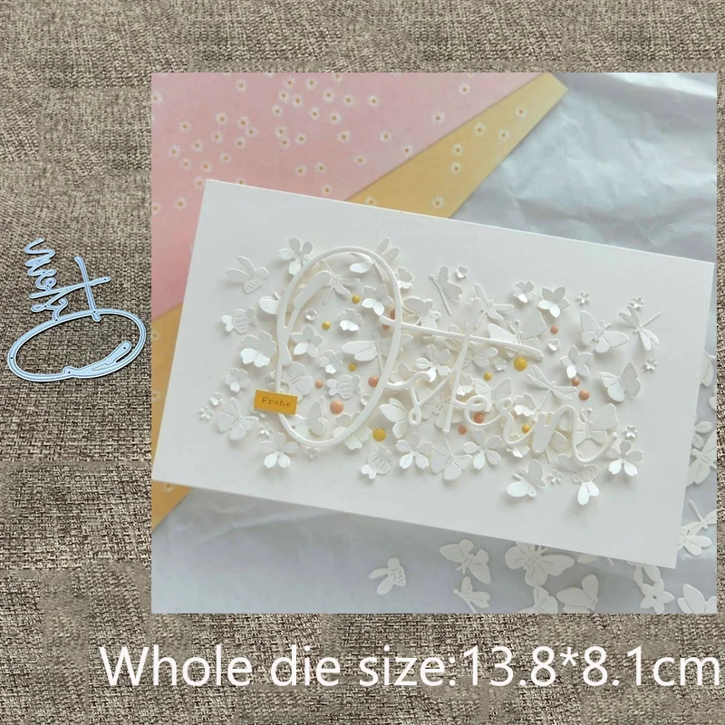 XLDesign Craft Metall-Schablonenform, Schneidform mit deutscher Wortdekoration, Scrapbook-Stanzform, Album, Papier, Karten, Basteln, Prägung
