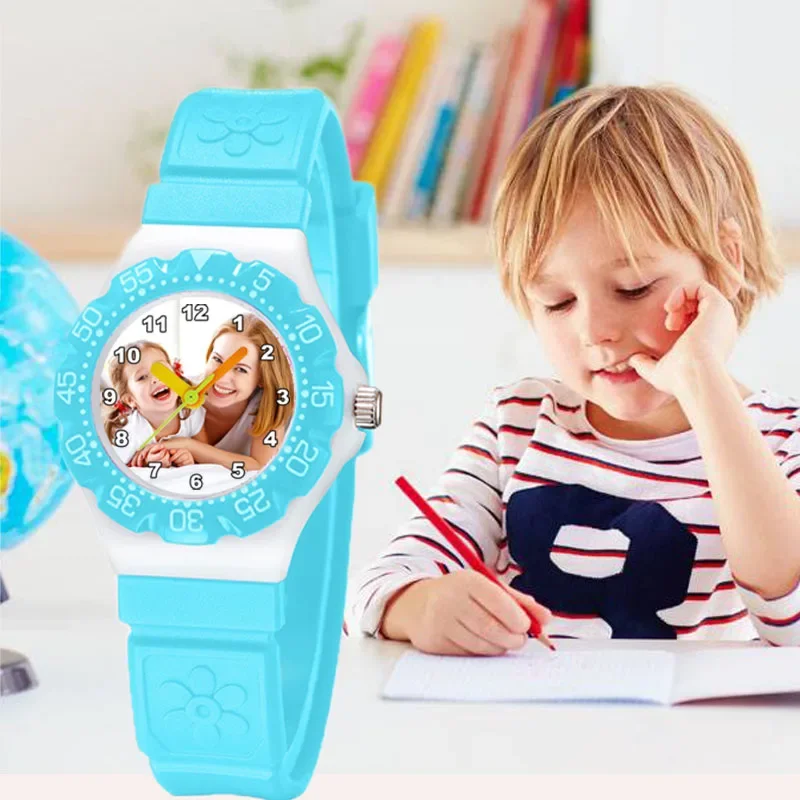 A3331 Dropship reloj de goma para niños reloj con foto personalizada relojes con imagen personalizada reloj de pulsera creativo para regalo de cumpleaños para niños