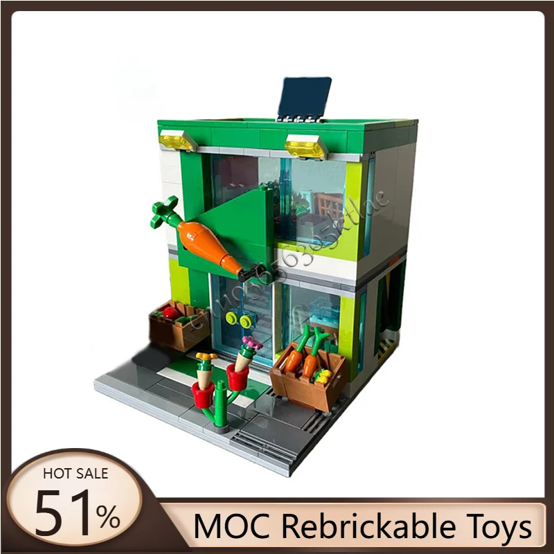 

287 PCS MOC City Street Views Modular Grocery Store Building Block Educational Assembly For Children Toys Popular Halloween Gift