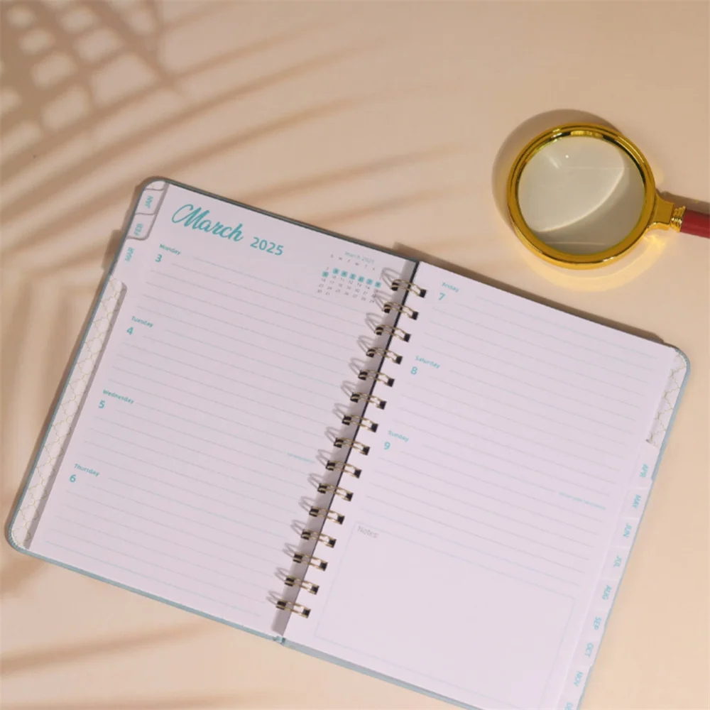 Portable A5 2025 Planner Notebook Leather Cover Diary Time Management Planner Organizer Notebook 2025 Calendar Notebooks