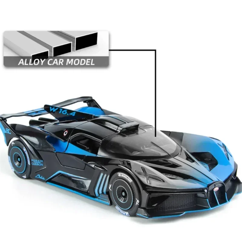 1:24 Scale Bugatti Bolide Alloy Sports Car Model High Simulation Collection Diecasts Metal Toy Vehicles Car Model Childrens Toys