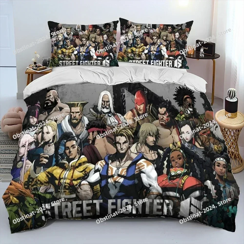 3D Retro Game Street Fighter Gamer Bedding Set Printed single Comforter Quilt Bed Cover Pillow Case 3 Pieces Set Kids Adult Size