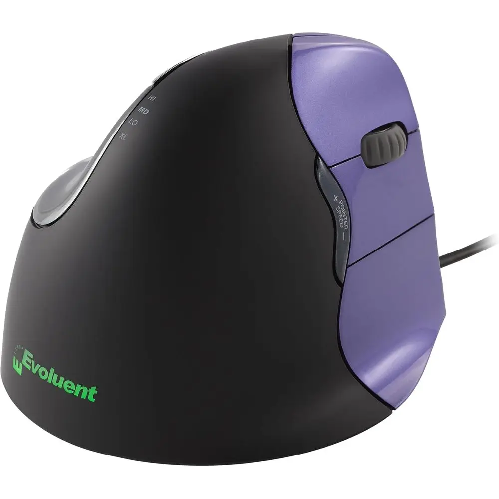 Ergonomic Right-Hand Small Wired USB Mouse for Reducing Wrist Strain, 4 Speeds, 6 Customizable Buttons