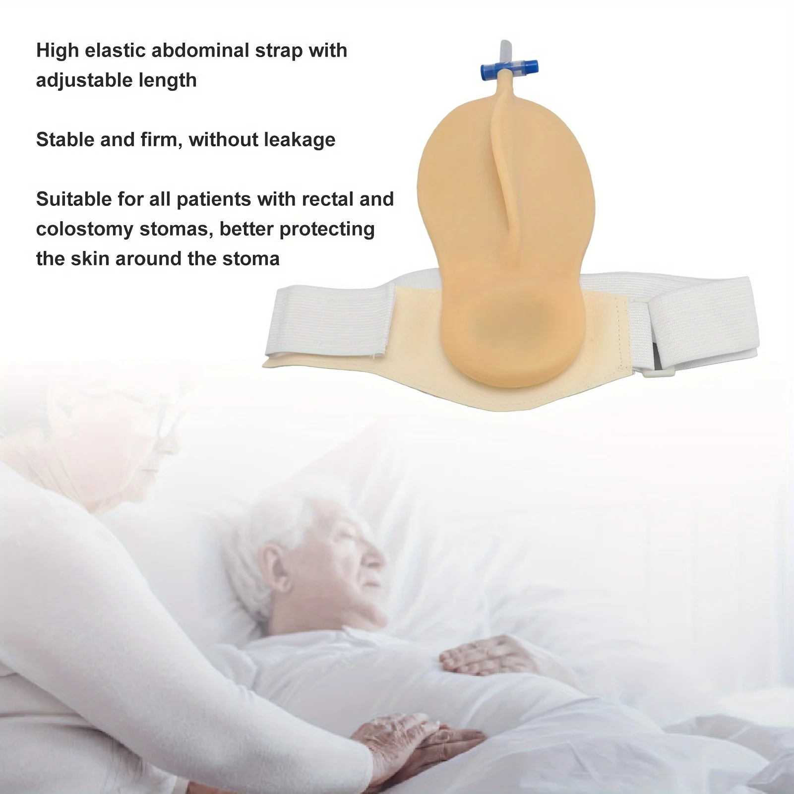 Colostomy Bag Large Capacity Leakage Proof Odorless Latex Ostomy Pouch with High Elasticity Waistband