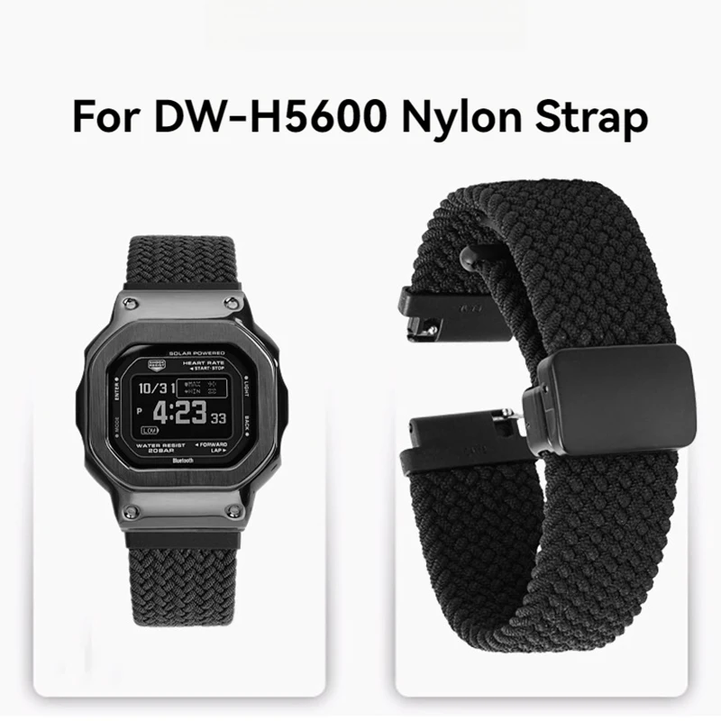 

Для Casio DW-H5600 эластичный нейлоновый складной ремешок с магнитной пряжкой браслет 18 мм водонепроницаемый дышащий ремешок для часов зеленый серый черный