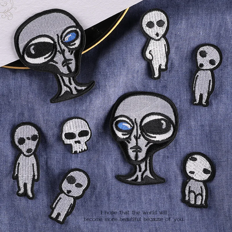 

Alien Embroidered Patches Skull Patchwork Badge Iron On DIY Accessories for Jeans