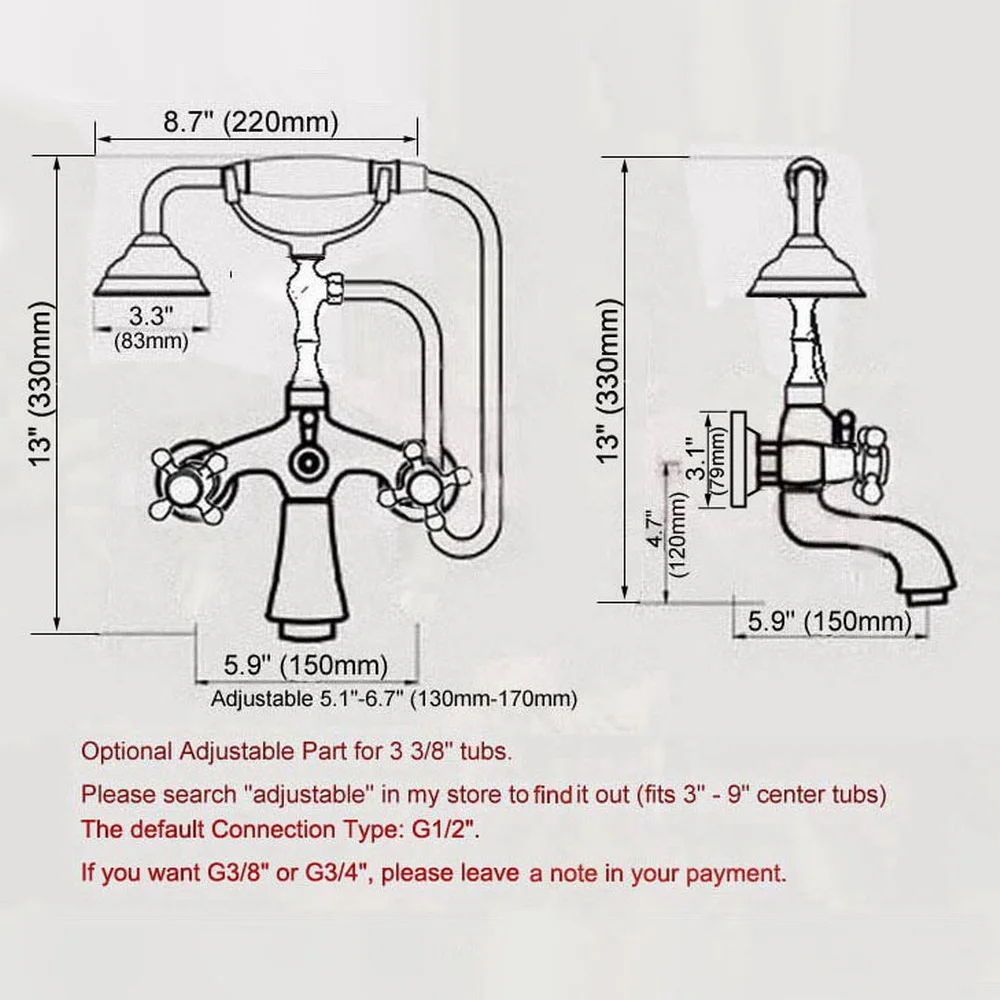 Silver Chrome Brass Wall Mounted Bathroom Tub Faucet Set with 1500MM Handheld Shower Spray Head Bath Mixer Tap 2tf817