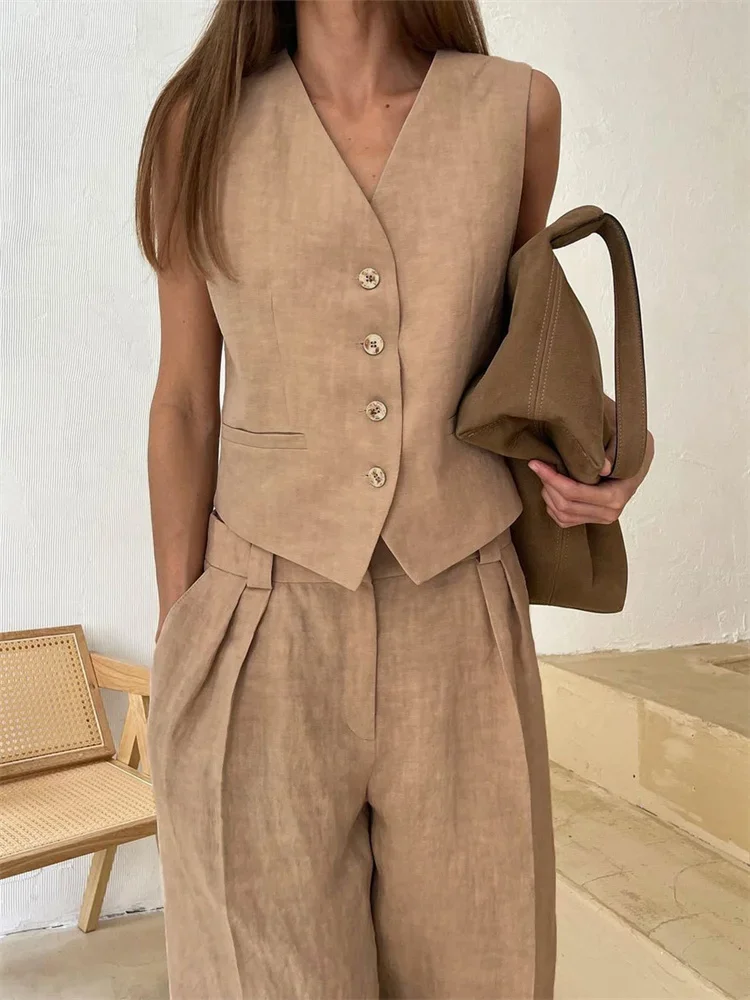 2 Piece-Set Fashion Women Wide Leg Trousers Patchwork High Waist Casual Straight Legg Outfits Vestidos Women's Pants Sets