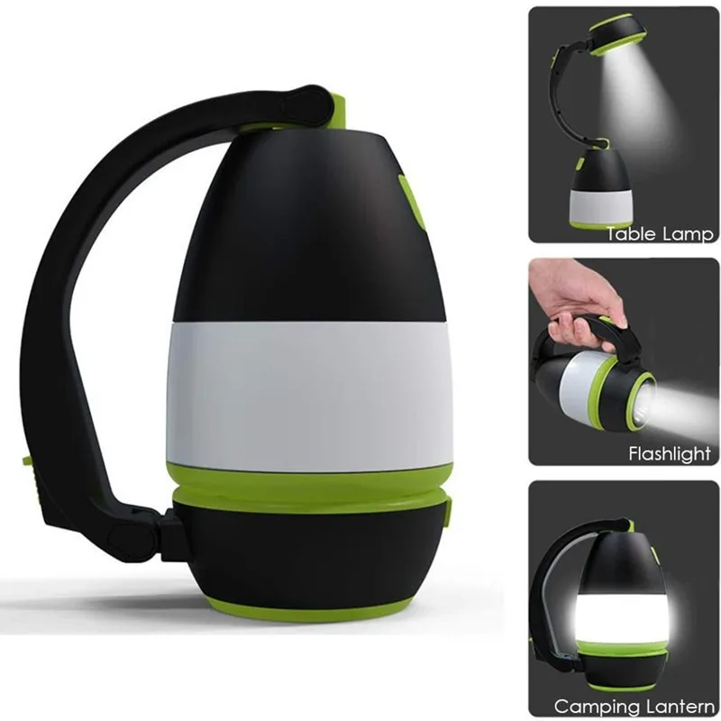 Multi-Function LED USB Rechargeable Camping Lamp Outdoor Hiking Home 3 In1 Flashlight Table Desk Lamp Power Bank Emergency 1Pack