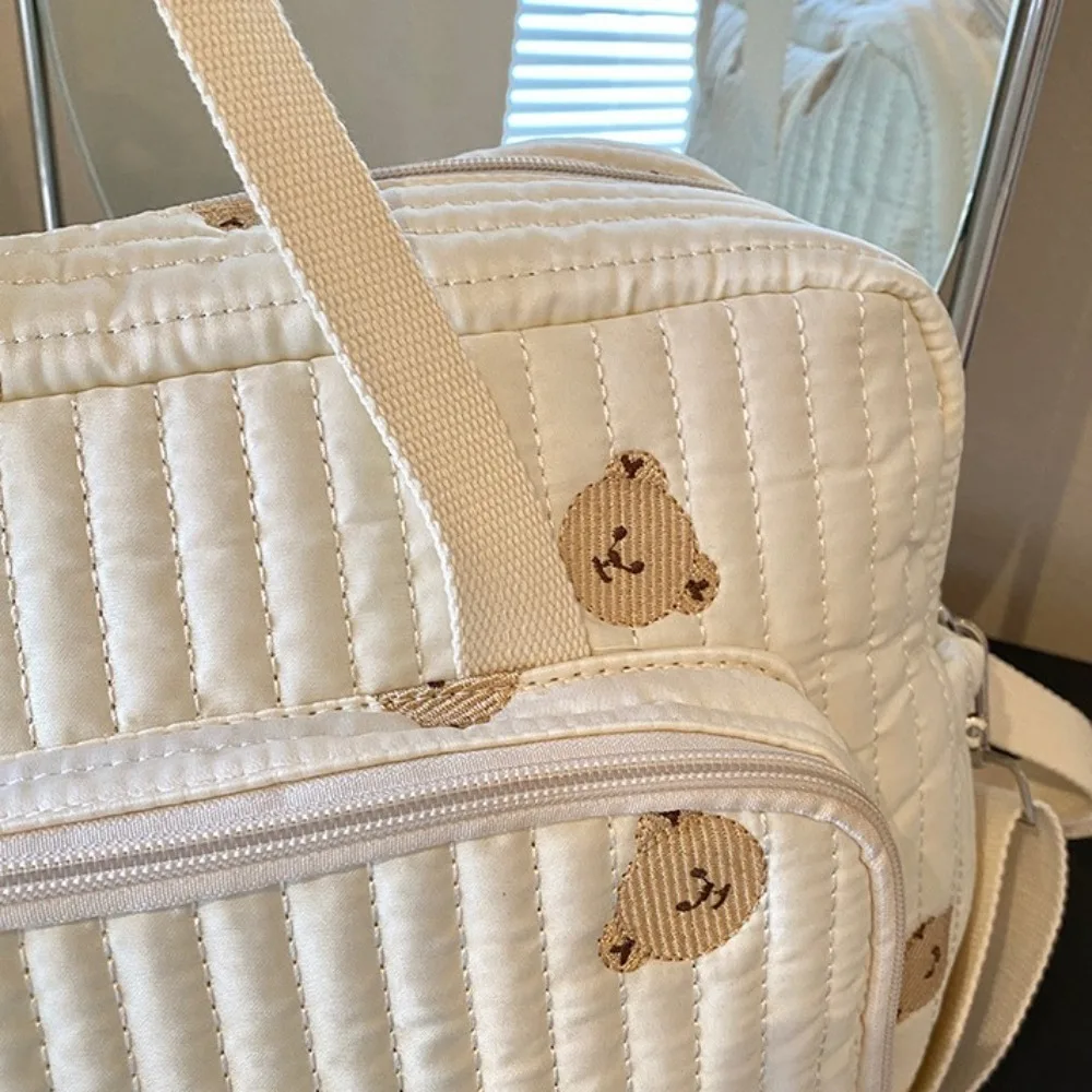 

Simple Korean Style Mummy Bag Flower Multi-pocket Single Shoulder Bag Baby Care Storage Bear Baby Diaper Organizer Travel