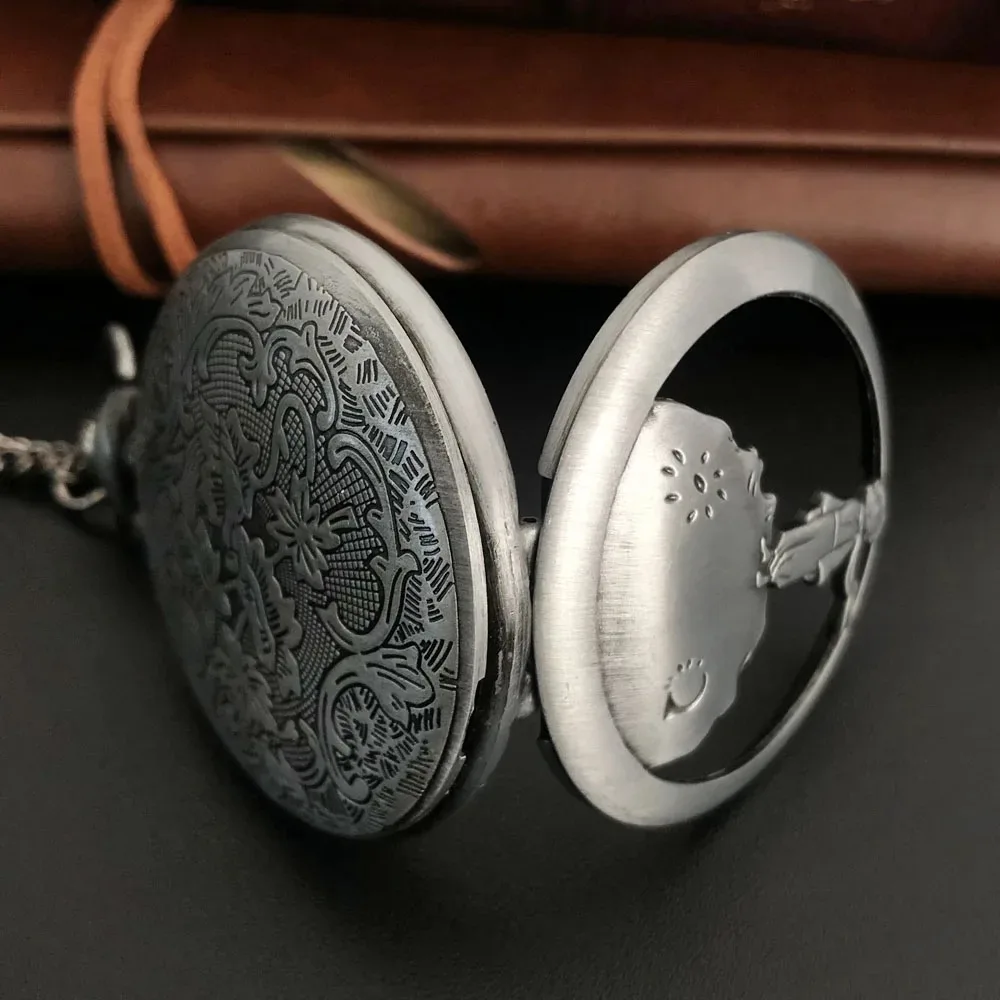 유명한 이야기 빈티지 할로우 컬러 다이얼 석영 주머니 시계 목걸이 펜던트 선물 여성 또는 남성 Fob 체인