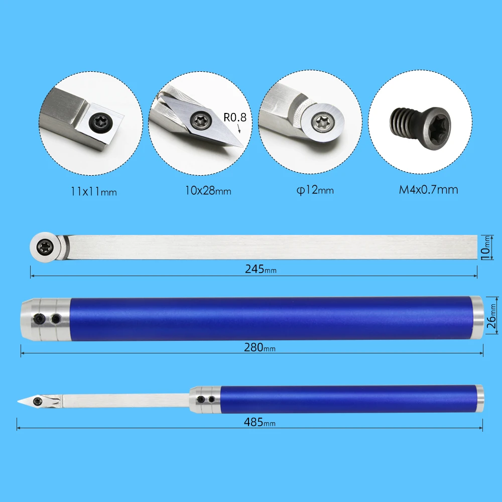 Tasp Roestvrijstalen Draaibank Beitel Bar Aluminium Handvat Met Houten Opbergdoos Hout Draaigereedschap Set Carbide Insert Snijder