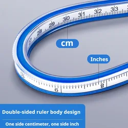 1pc Bendable Curved Ruler Plastic Flexible Curve Ruler Drafting Drawing Tool Easy To Read For Engineering Tailor Sewing Design
