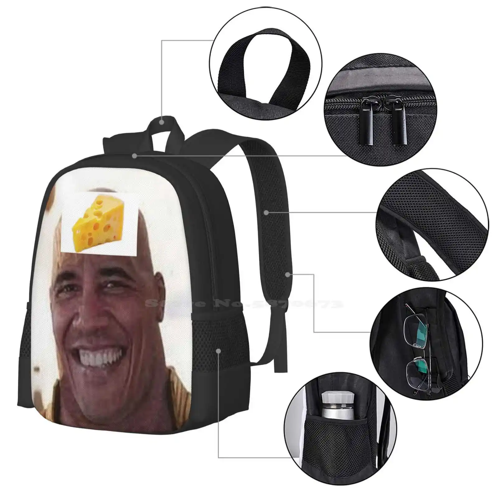 Mochilas escolares con diseño de patrón de queso Obamos, mochilas de viaje para ordenador portátil, con queso Obamos, con queso Obsama Kaas, divertidas y geniales