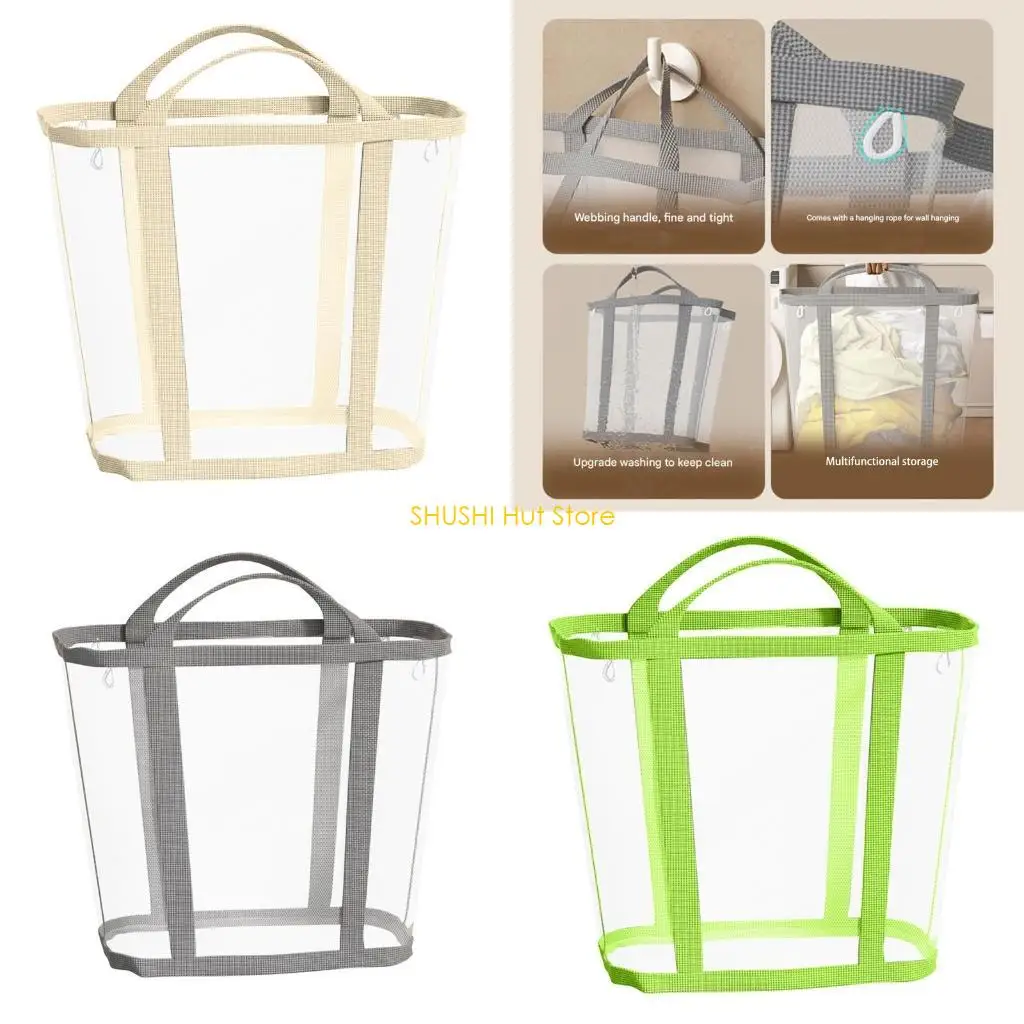 Stevige opvouwbare wasmand met gaas voor gezinsgebruik Draagbare opbergmand Gemakkelijk schoon te maken Ontwerpen D57B