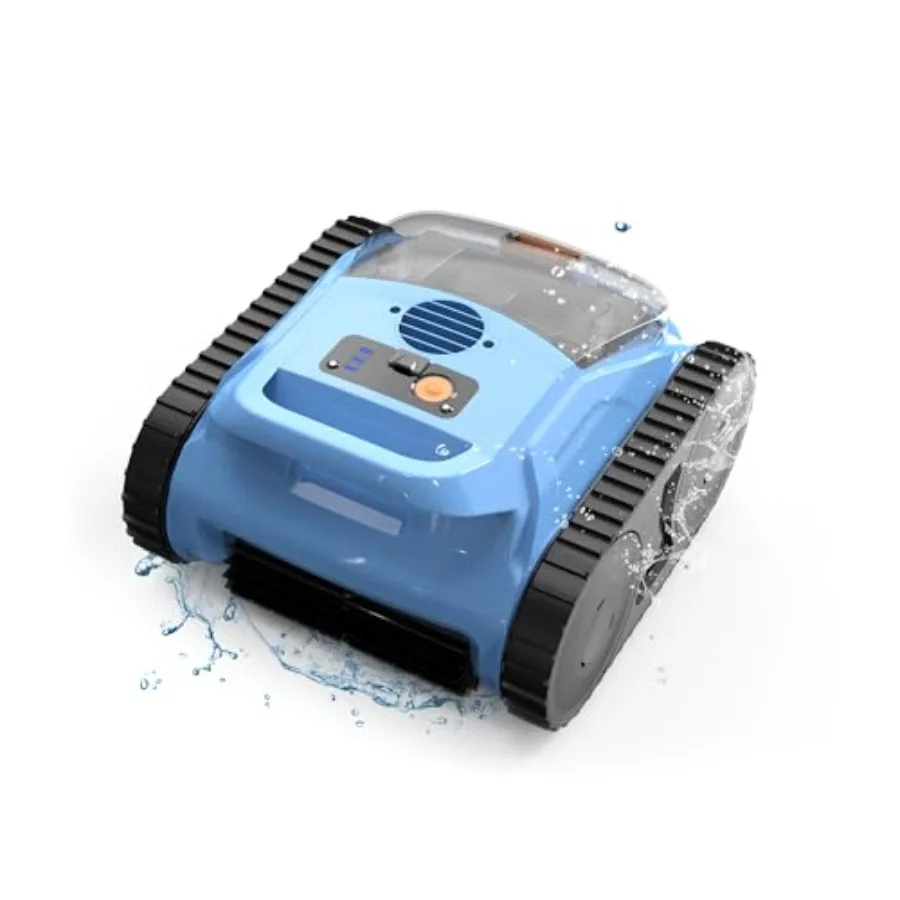 Pool vacuum for inground pools: cordless robotic cleaner ABS plastic blue 4-in-1 floor/wall/waterline cleaning with smart navig