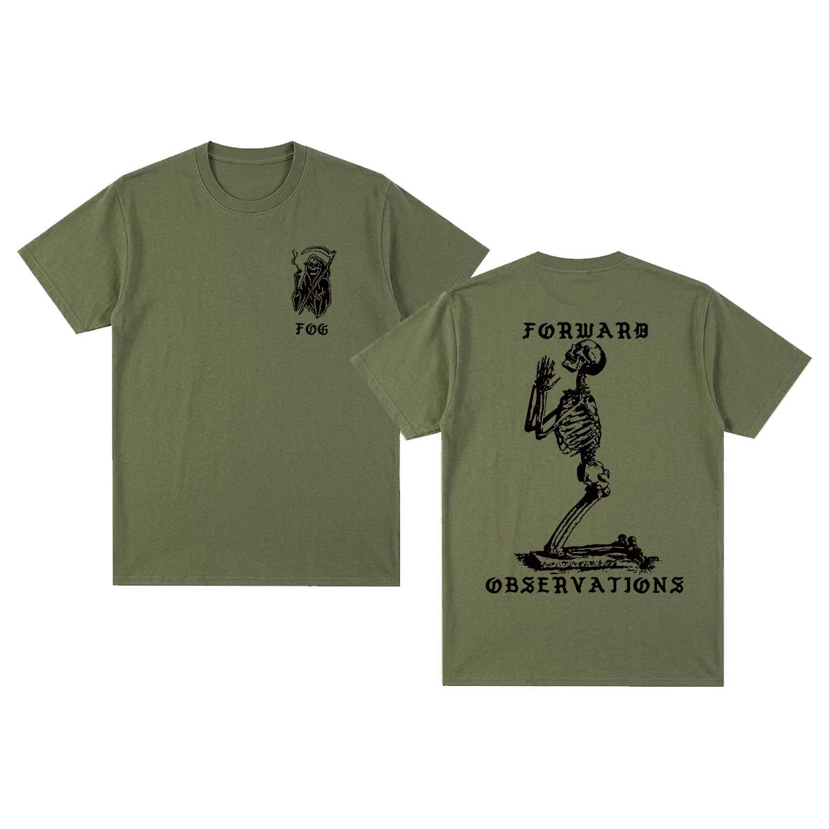 Camiseta Vintage de Forward Observations Group, camiseta de algodón con estampado de Rock PUNK Gothic Death Skeleton para hombre, nueva camiseta para mujer