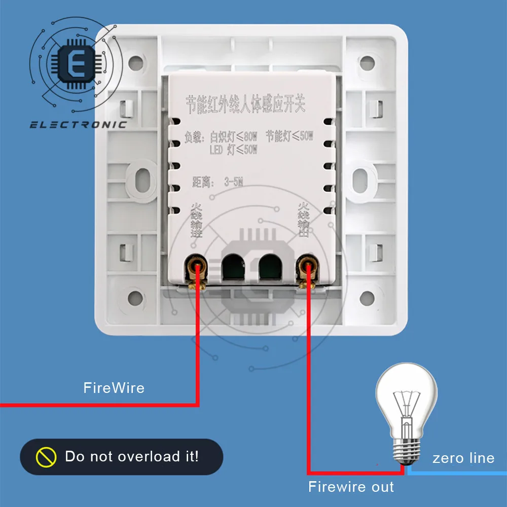 人体センサー付きウォールランプ,赤外線モーション検出スイッチ,220V,廊下用インテリジェント遅延スイッチ