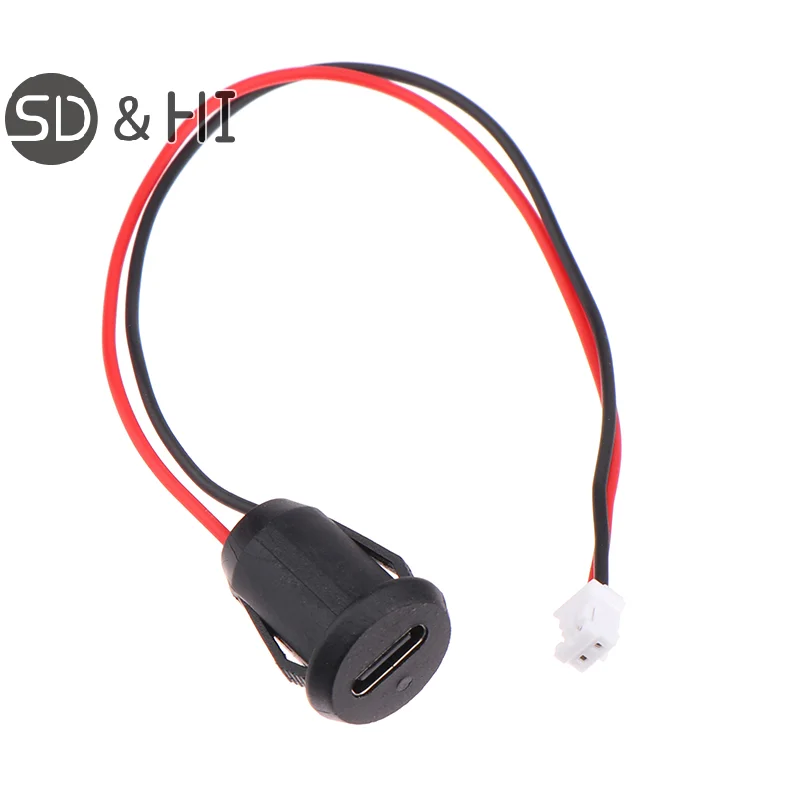 1PC USB-C 2Pin High Current Charging Socket With PH2.0 Nut Snap Lock Plate USB TYPE-C Female Waterproof Female Connector Jack
