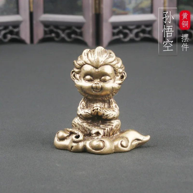 

Brass Monkey King Desktop Decoration Qi Tian Da Sheng Creative Incense Holder Bronze Statue Crafts Tea Ornaments Decoration Copp