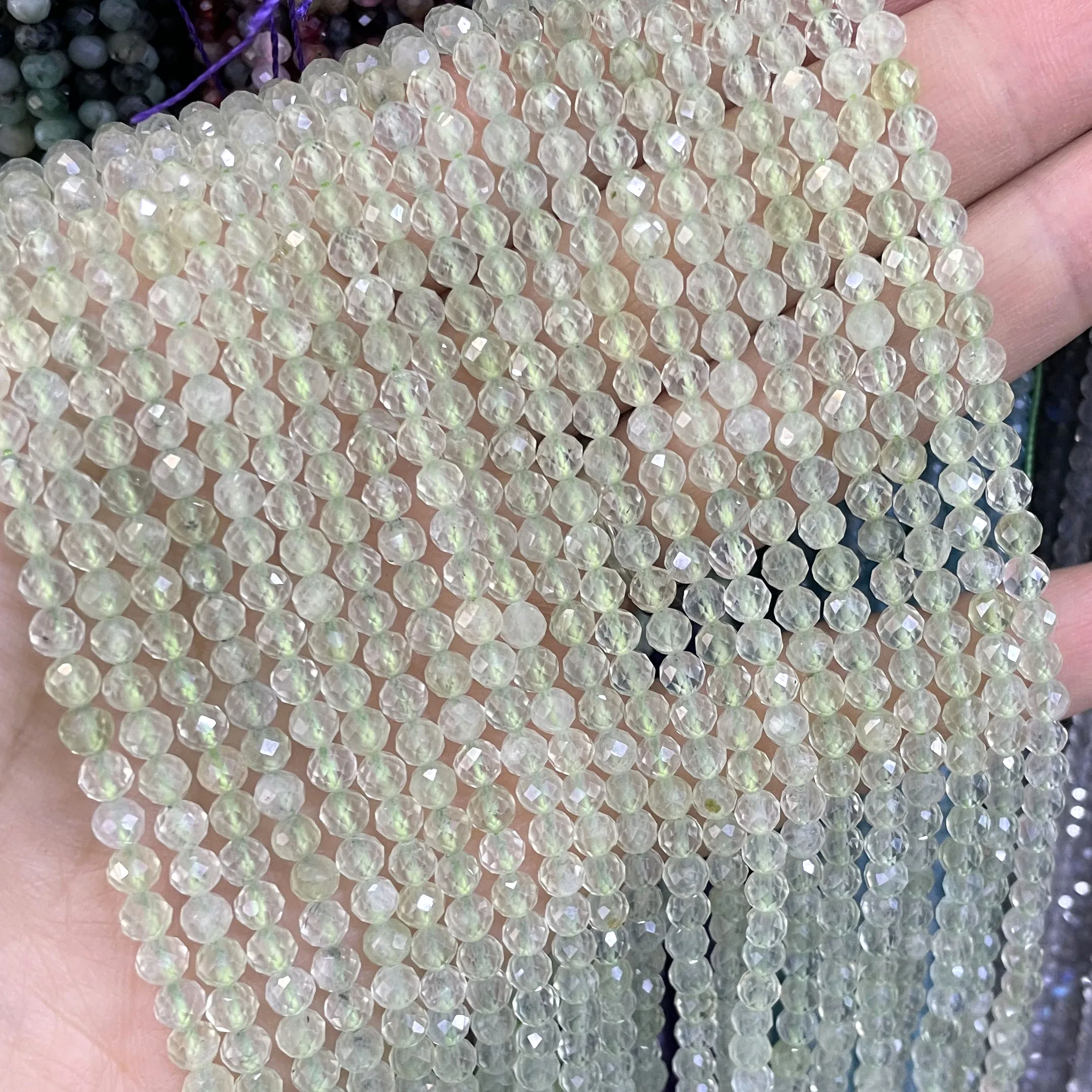 Natural Stone Green Prehnite Irregular Faceted Cube Round Loose Spacer Beads For Jewelry Making DIY Bracelet Necklace Handmade
