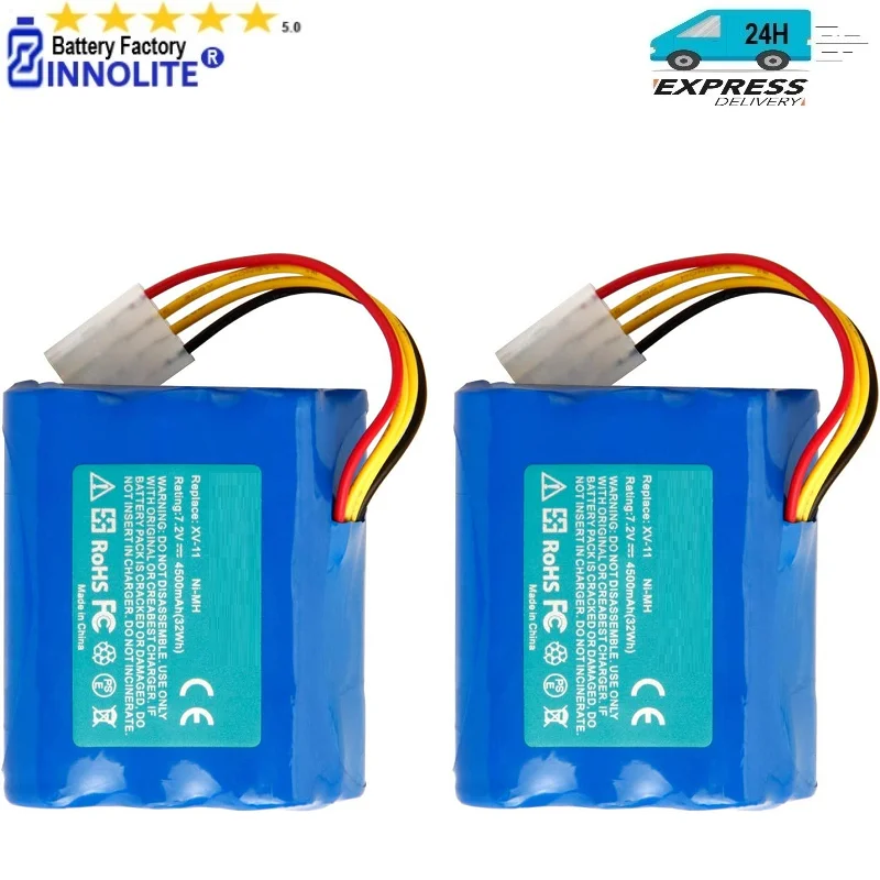 2 Pack 7.2V 4500mAh Battery Compatible with Neato XV11 XV12 XV14 XV15 XV21 XV-25 XV Essential  Signature Pro Vacuum Cleaners