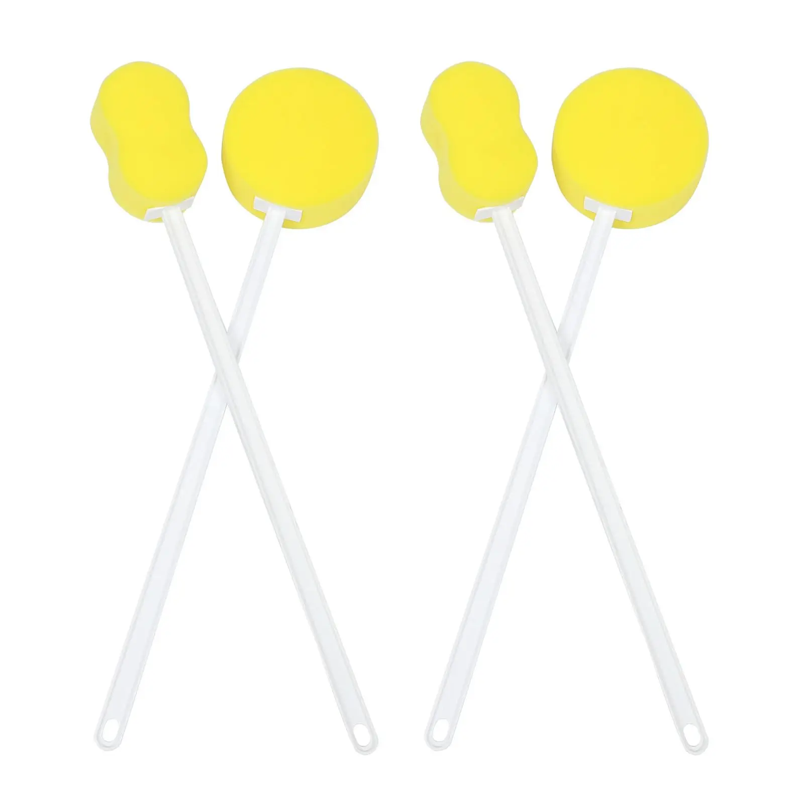 4pcs Long Handled Sponge Back Scrubber Bath Shower Brush 22.4 Inch